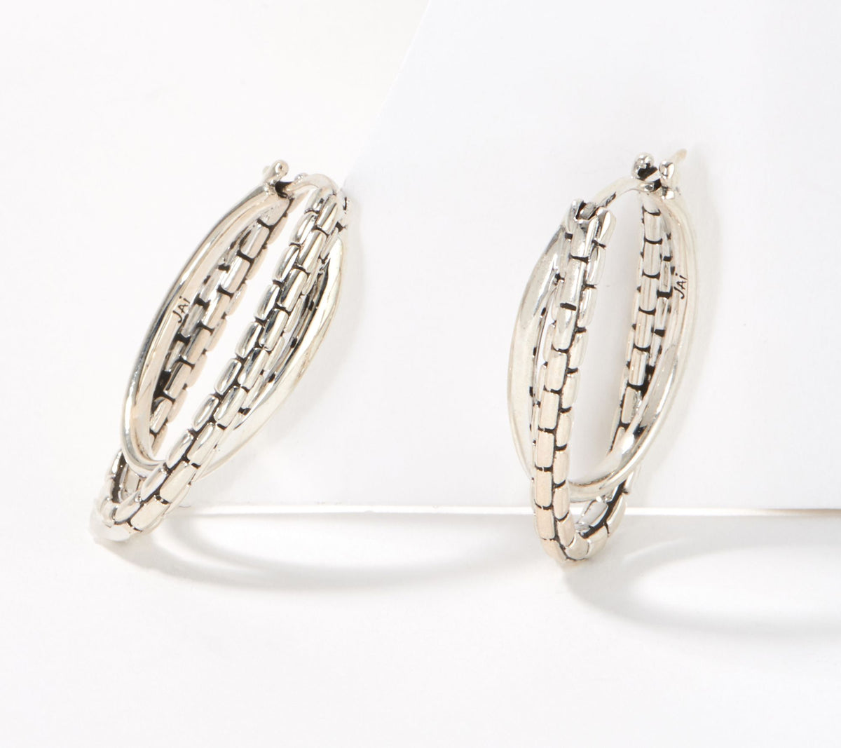 JAI Sterling Silver Balance & Harmony Hoop Earrings, 1"