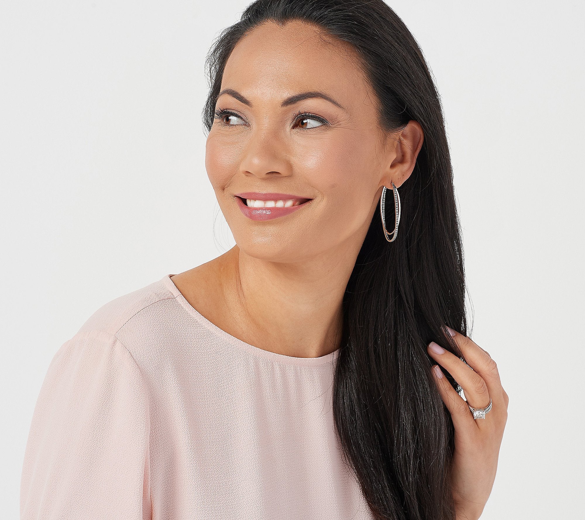 JAI Sterling Silver Balance & Harmony 2" Hoop Earrings