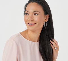JAI Sterling Silver Balance & Harmony 2" Hoop Earrings