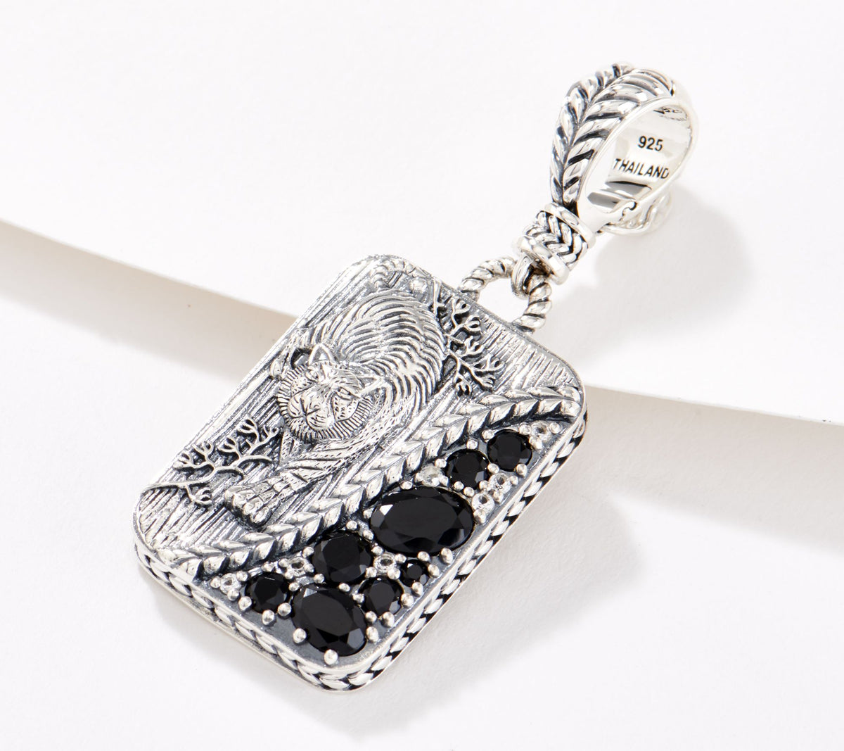 JAI Sterling Silver Kimono & Tiger Black Spinel Enhancer, 1-5/8"