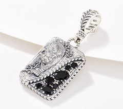 JAI Sterling Silver Kimono & Tiger Black Spinel Enhancer, 1-5/8"