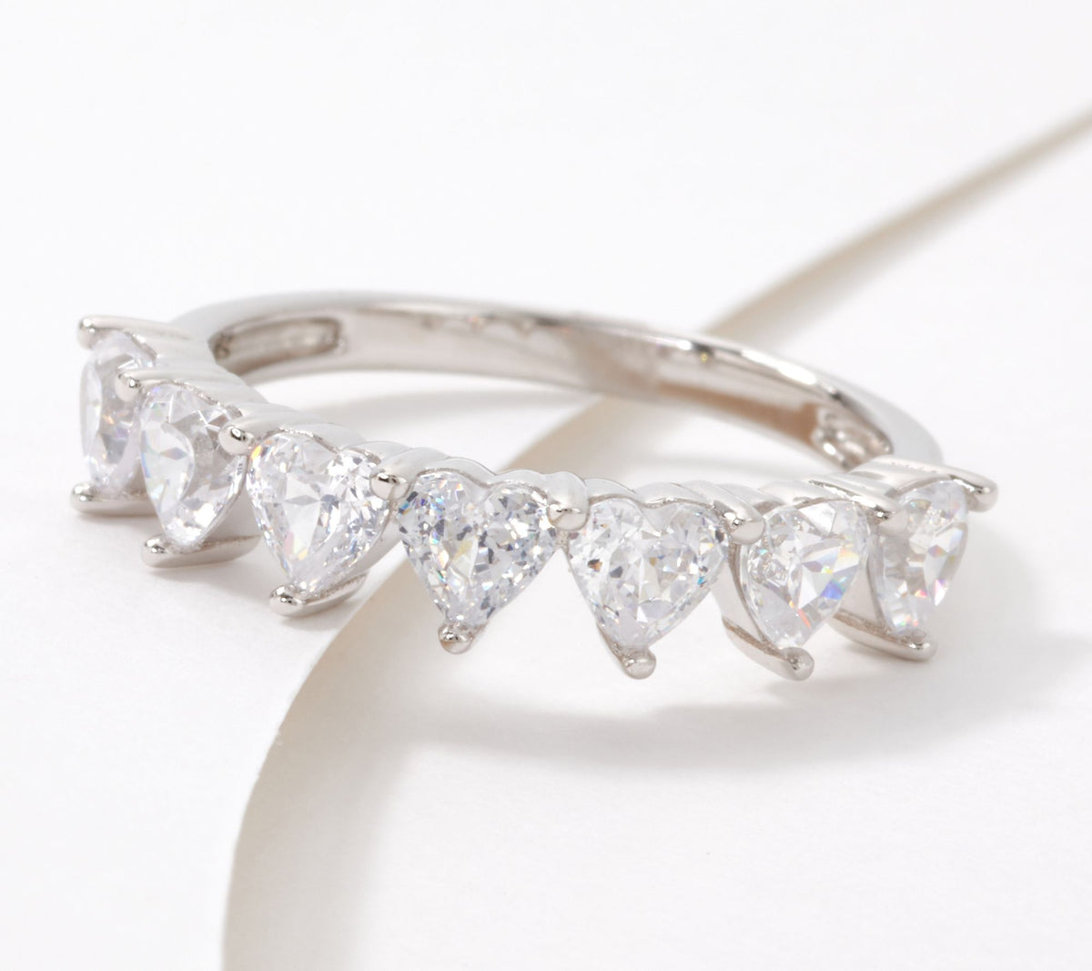 Diamonique Sterling Silver Heart Cut Anniversay Band Ring, Size 6