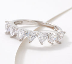 Diamonique Sterling Silver Heart Cut Anniversay Band Ring, Size 6