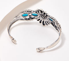 American West Sterling, 5 Stone Sleeping Beauty Turquoise Cuff, 6-3/4"