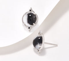 Generation Gems Sterling Silver Round white Buffalo Cabochon Stud Earrings