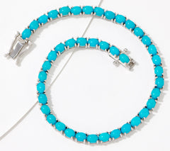 Affinity Gems Sterling Silver  Oval Cut Turquoise Tennis Bracelet, 7-1/4"