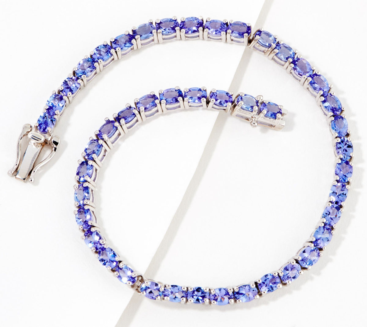 Affinity Gems Sterling Silver Oval Cut Tanzanite Tennis Bracelet  7-1/4"