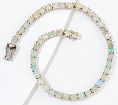 Affinity Gems Sterling Silver Oval Cut Ethiopian Opal Tennis Bracelet  7-1/4"