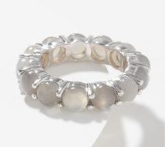 Affinity Sterling Silver Gray Moonstone Cabochon Eternity Ring, Size 8