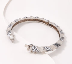 Diamonique Animal Printed Enamel Bangle Bracelet, Sterling Silver 6-3/4"
