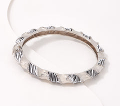 Diamonique Animal Printed Enamel Bangle Bracelet, Sterling Silver 6-3/4"