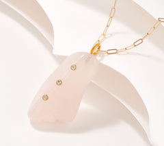 Aura by Paige Novick Gem & Diamond Rose Sterling Silver Necklace