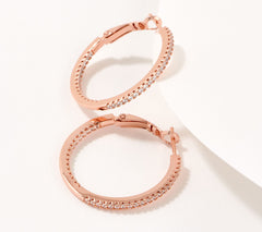 Pendientes de aro Diamonique x Lisa Freede de 2,5 cm con cierre de gancho, color negro
