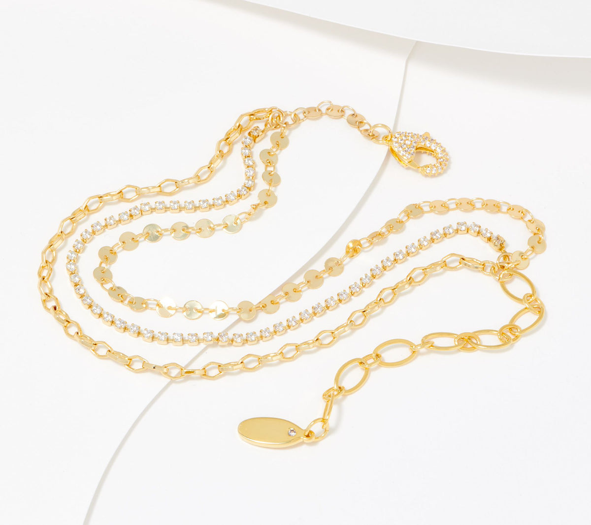 Diamonique x Zaxie "Keep My Attention" Goldtone Ankle Bracelet, 9"