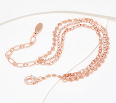 Diamonique x Zaxie "Keep My Attention" Rosetone Ankle Bracelet, 10"