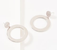 Diamonique x Lisa Freede Coco Open Circle Earrings, Rhodium-plated brass