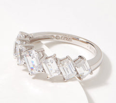 Diamonique Emerald-Cut Graduated Band Ring Platinum Clad Sterling Silver, Size 8