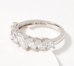 Diamonique Marquise-Cut Graduated Band Ring Platinum Clad Sterling Silver, Size 6