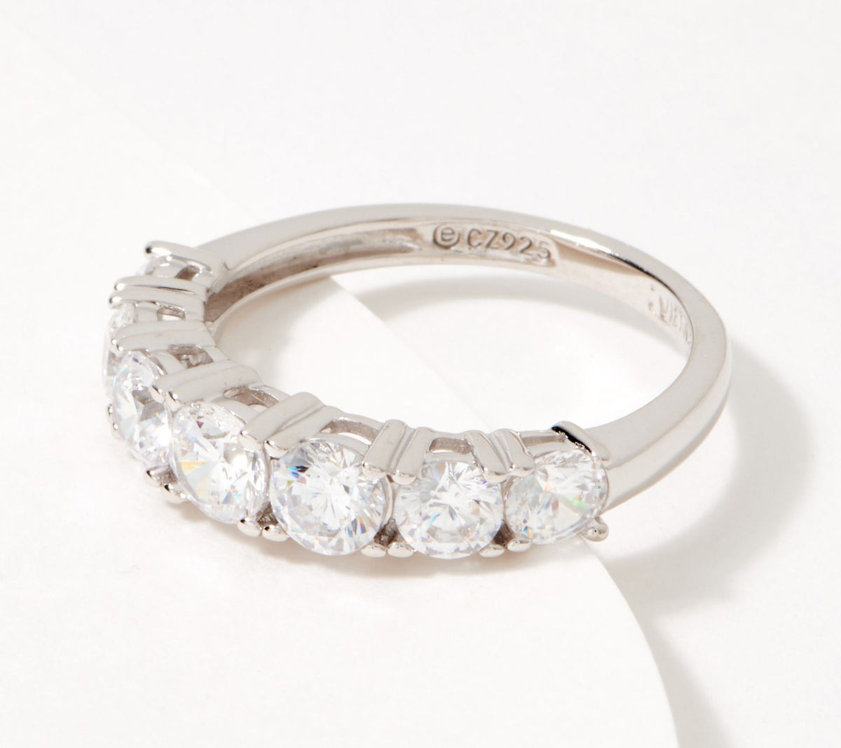 Diamonique Round-Cut Graduated Band Ring Platinum Clad Sterling Silver, Size 6