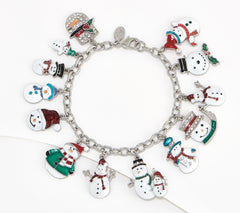 Kirks Folly Just Chillin Snowman  Silvertone Bracelet W/ Neck Converter