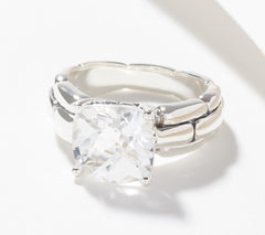 JAI Sterling Silver Cushion Cut White Topaz Ring, 2.70cttw, Size 7