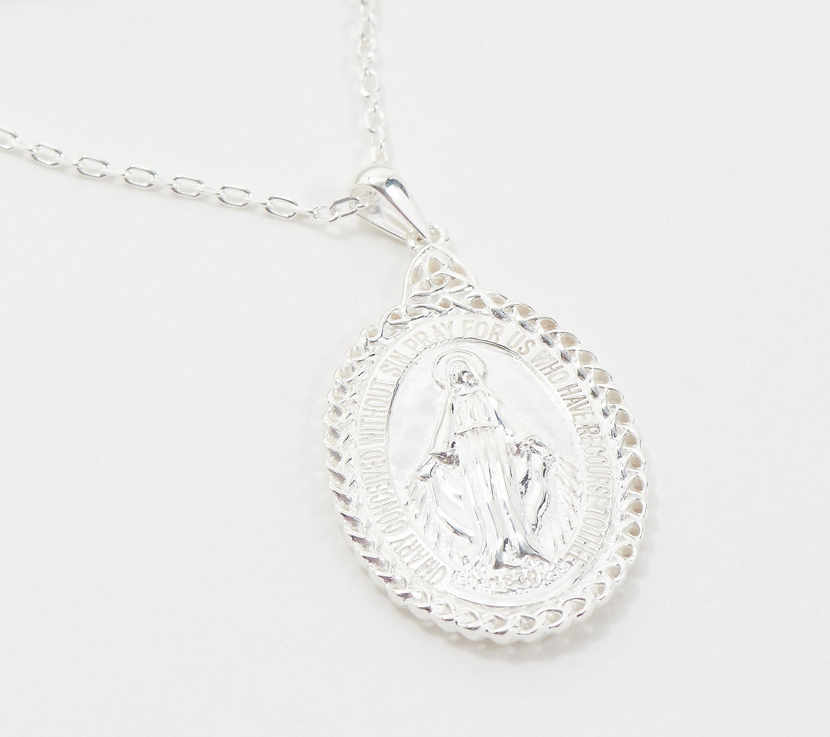 JMH Jewellery Sterling Silver Miraculous Medal Pendant with 18" Chain