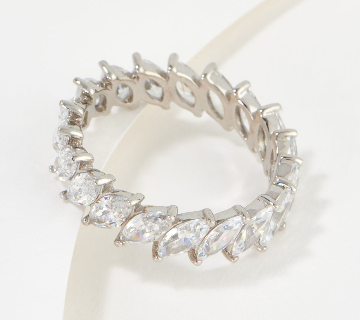 Diamonique Sterling Silver 100-Facet Marquise-Cut Eternity Band, Size 5