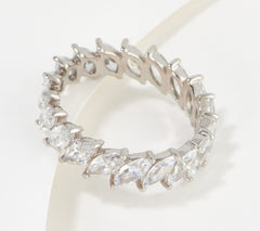 Diamonique Sterling Silver 100-Facet Marquise-Cut Eternity Band, Size 5