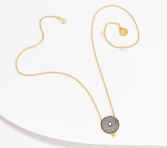 FREIDA ROTHMAN Sterling Silver Vermeil Pave Disc Necklace, 18"