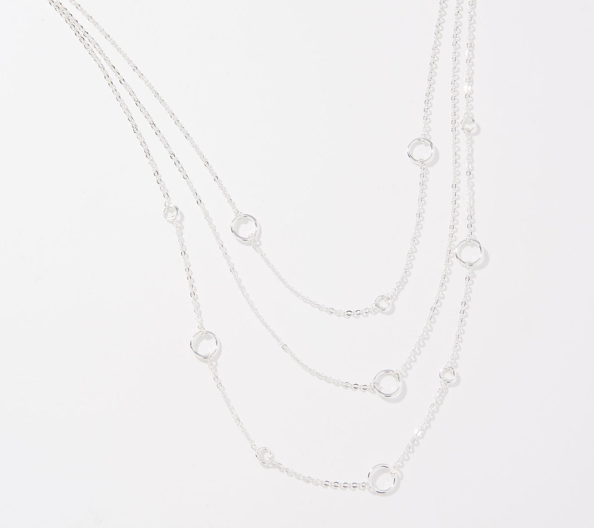Joan Rivers Silvertone Multi-Chain Layered Circle Details Necklace