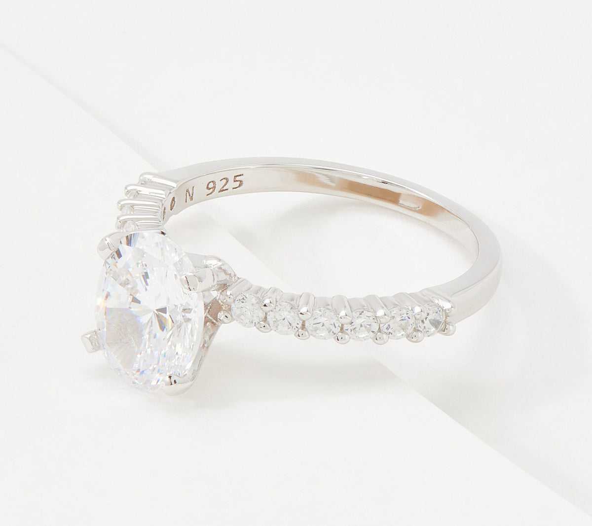 Diamonique Sterling Silver 100-Facet Round Bridal Ring, Size 8