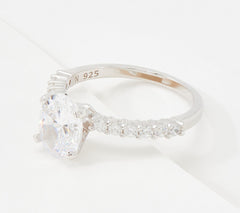Diamonique Sterling Silver 100-Facet Round Bridal Ring, Size 8