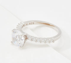 Diamonique Sterling Silver 100-Facet Round CZ Bridal Ring, Size 6