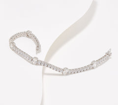 Diamonique Sterling Silver Oval 100-Facet Tennis Bracelet, 6-3/4"