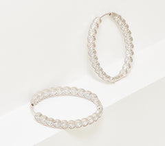 Diamonique Sterling Silver Oval-Shaped High-Polished Hoop Earring