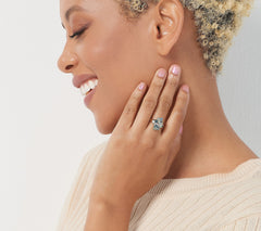 Vault Montana Blue & Green Sapphire with Diamonds Ring, 14K Gold, Sz 7