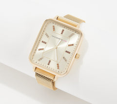 Reloj de malla magnética Isaac Mizrahi Live!, dorado, talla única