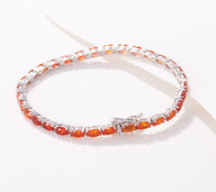 Generation Gems Sterling Silver Oval-Cut Fire Opal Tennis Bracelet, 6-1/4"