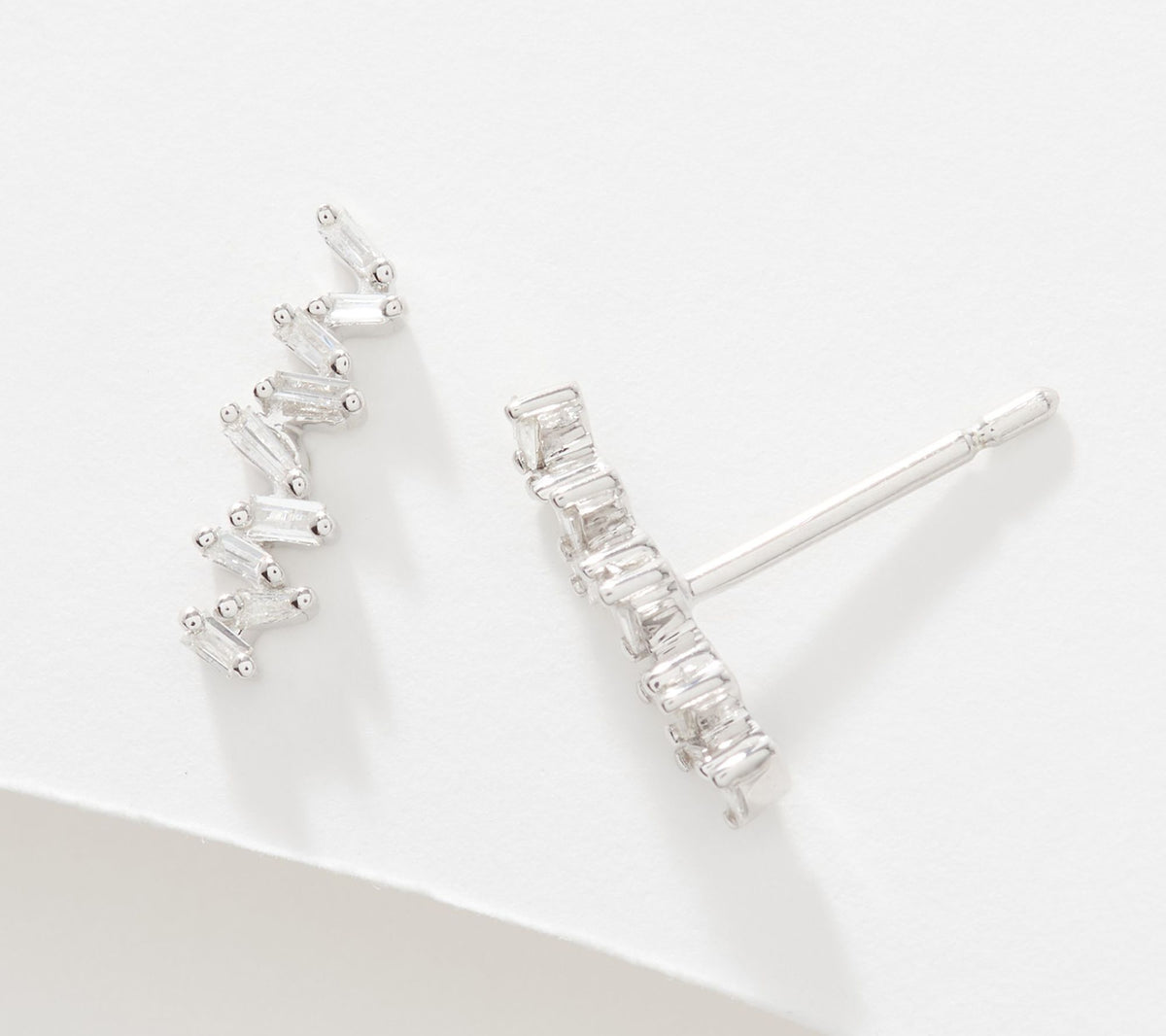Affinity Diamonds Sterling Silver Baguette Earrings