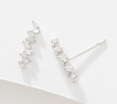 Affinity Diamonds Sterling Silver Baguette Earrings