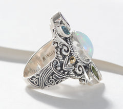 Artisan Crafted Sterling Silver Ethiopian Opal & Gemstone Accents Ring, Size 10