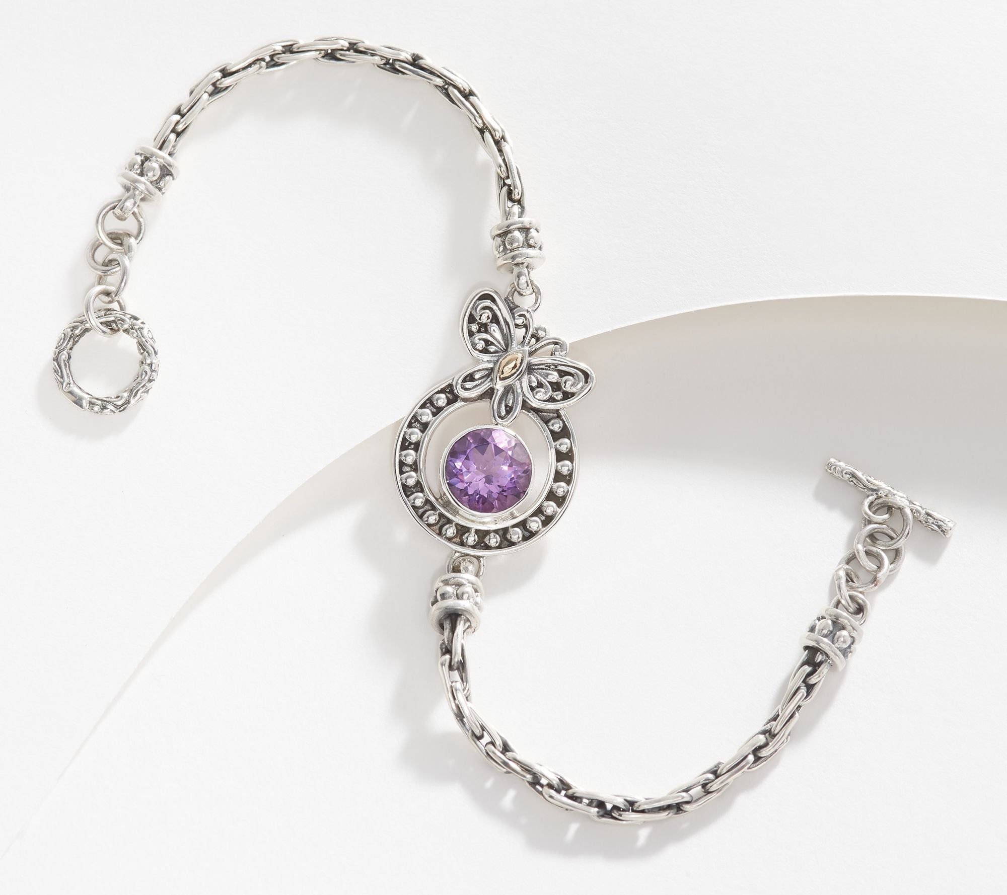 Artisan Crafted Sterling Silver  Amethyst Buttterfly Bracelet Bracelet