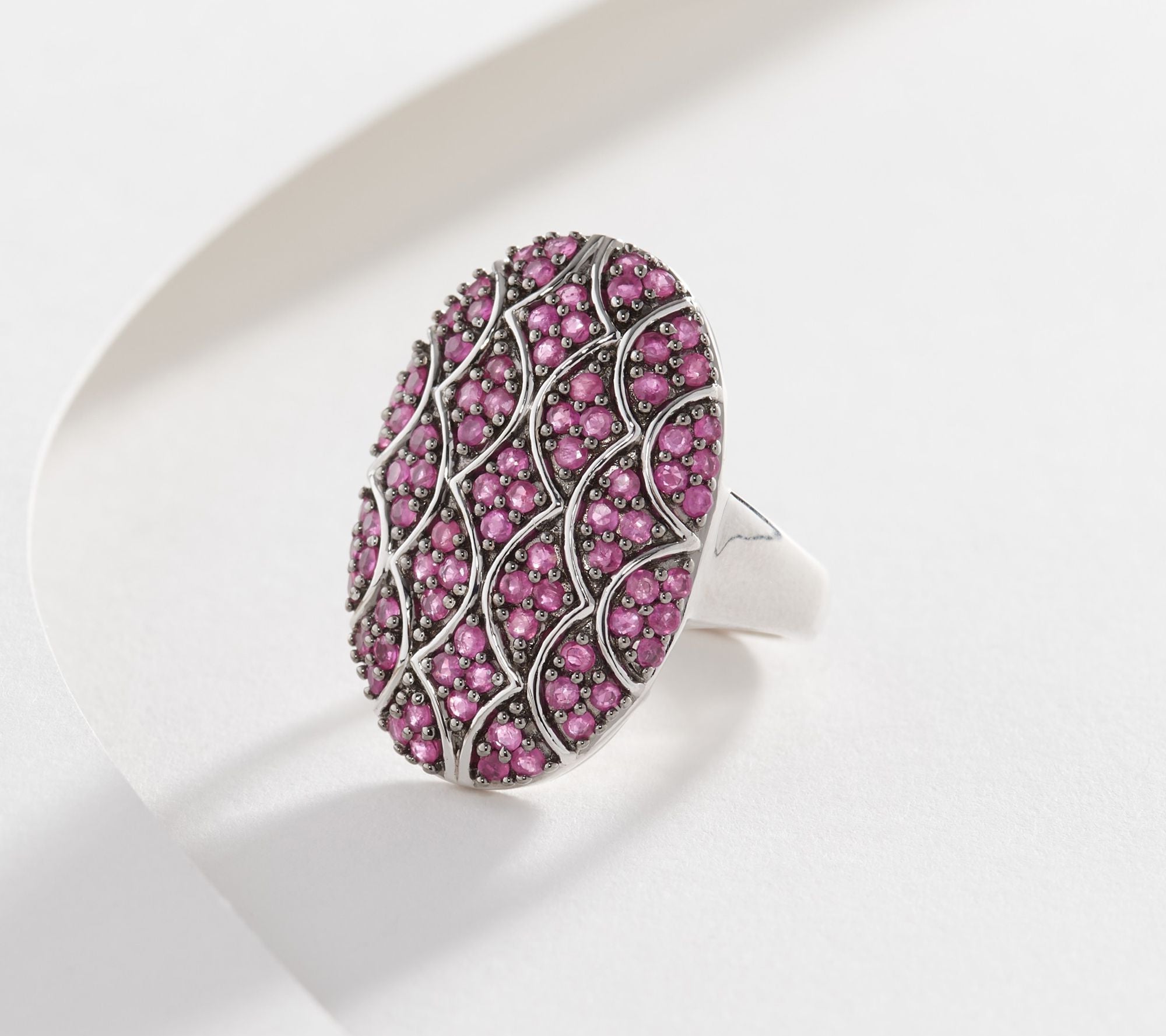 Affinity Gems Precious Ruby Oval Shield Cocktail Ring, Sterling, Size 6