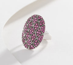 Affinity Gems Precious Ruby Oval Shield Cocktail Ring, Sterling, Size 6