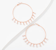 Diamonique x Zaxie Dangle Hoop Earrings, Rose Goldtone-plated brass