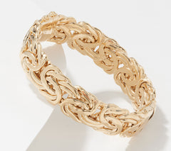 14K yellow Sterling Silver Byzantine Bangle, by Silver Style, Average