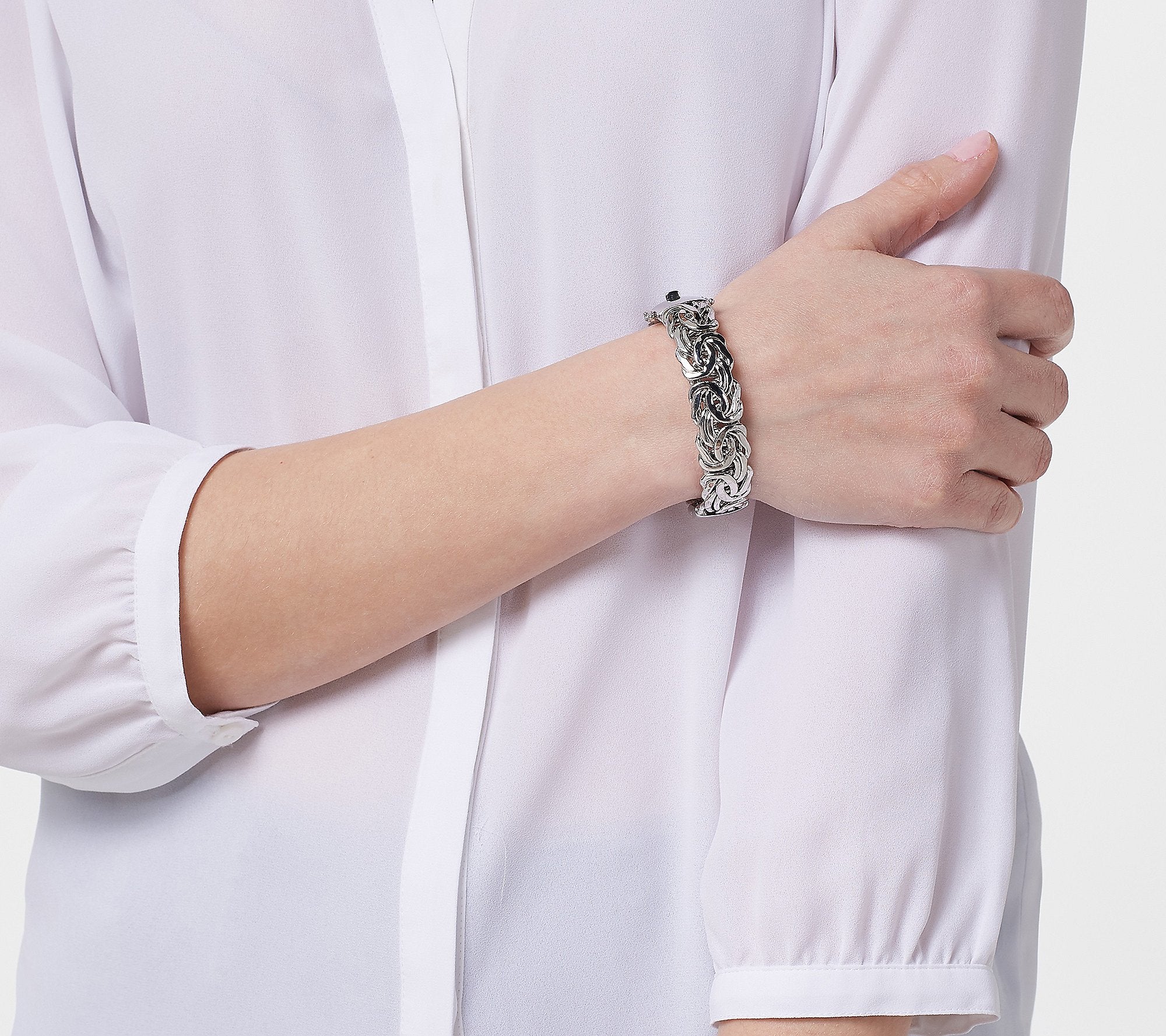 Silver Style Sterling Silver Byzantine Bangle, Average