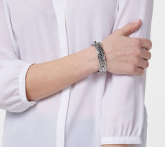 Silver Style Sterling Silver Byzantine Bangle, Average