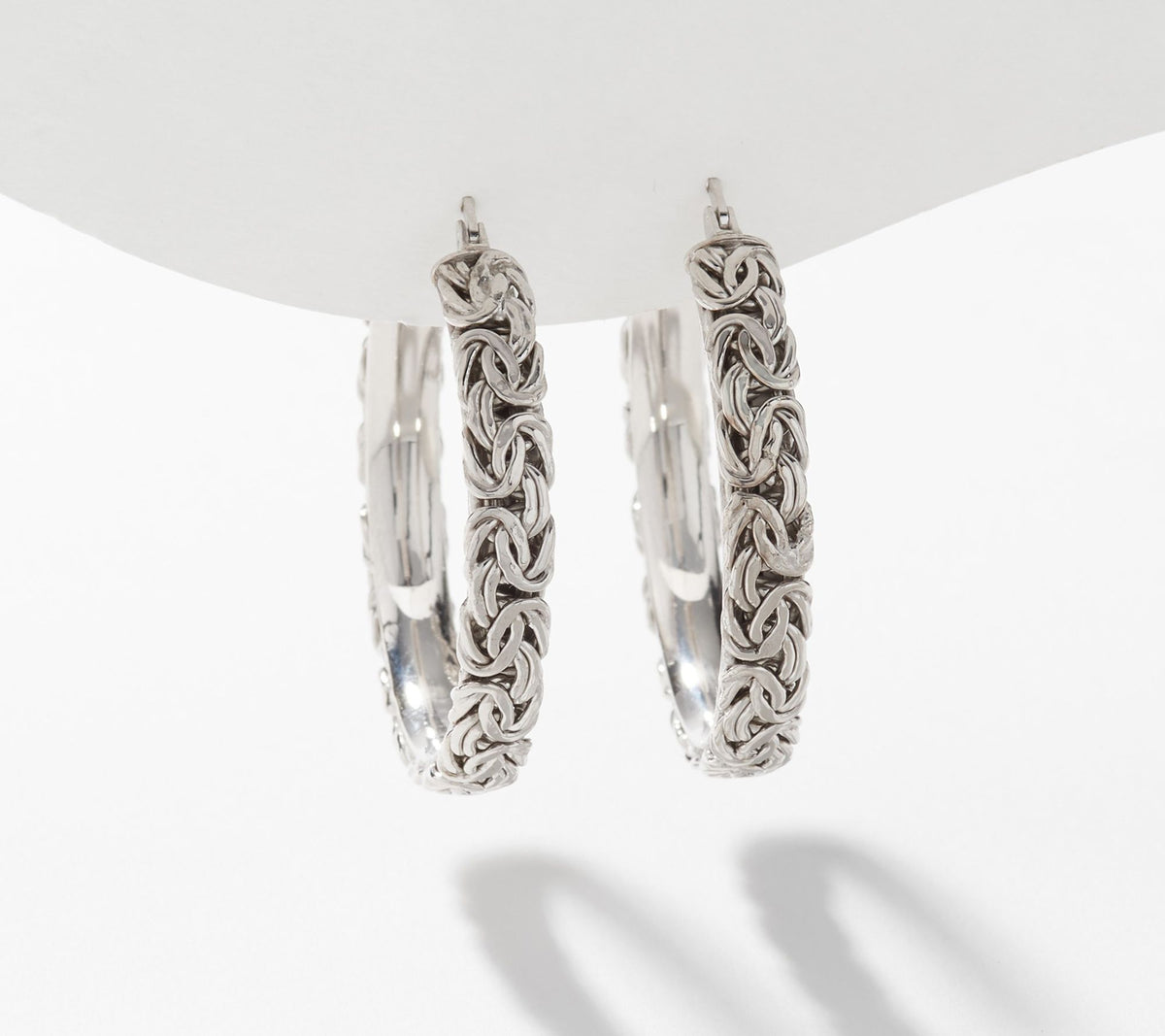 Silver Style Sterling Silver Byzantine 1.5" Hoop Earrings