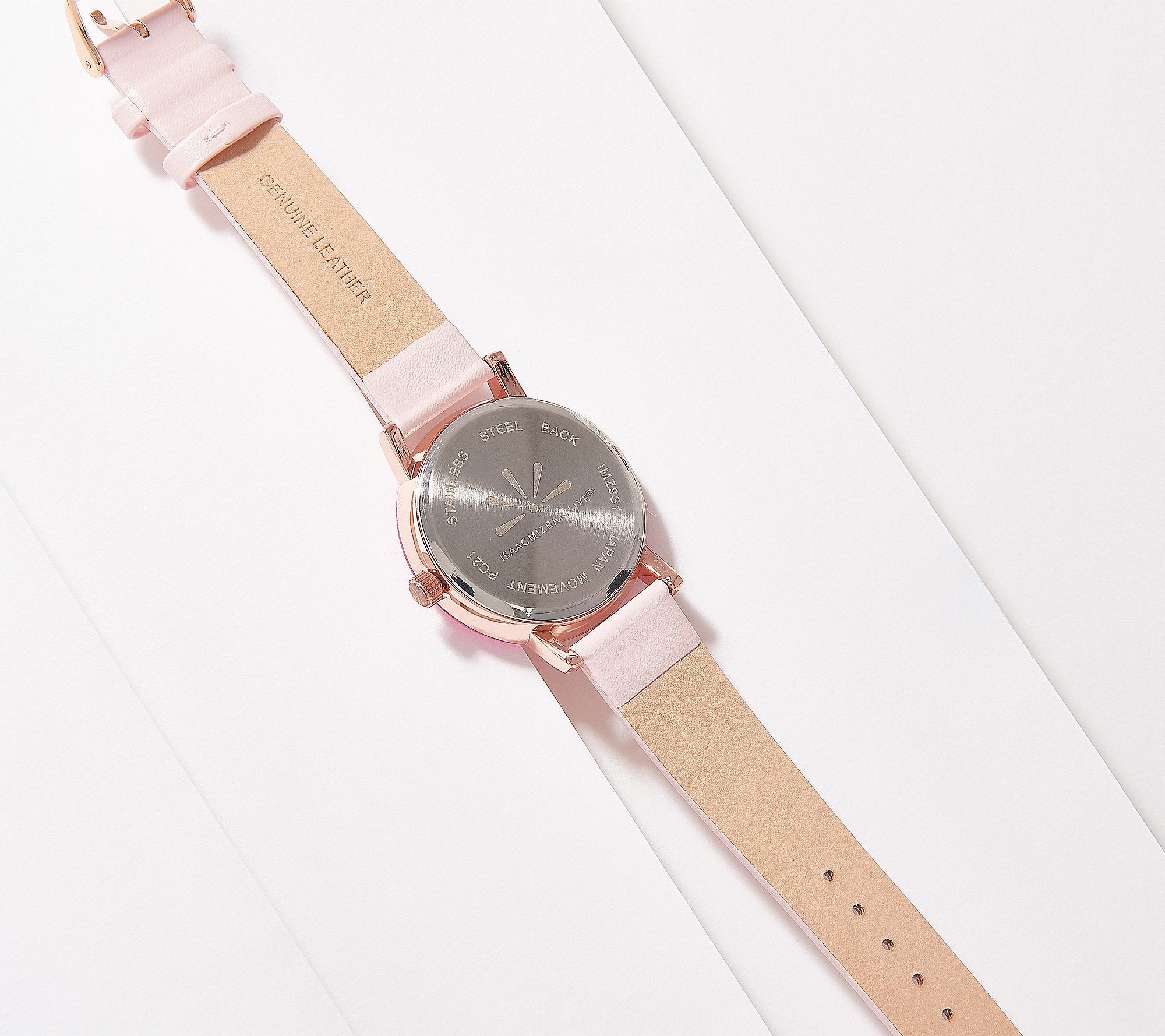Reloj Isaac Mizrahi Live! con bisel redondo de color, rosa, talla única